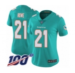 Women's Miami Dolphins #21 Eric Rowe Aqua Green Team Color Vapor Untouchable Limited Player 100th Season Football Jersey