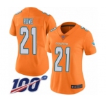 Women's Miami Dolphins #21 Eric Rowe Limited Orange Rush Vapor Untouchable 100th Season Football Jersey