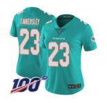 Women's Miami Dolphins #23 Cordrea Tankersley Aqua Green Team Color Vapor Untouchable Limited Player 100th Season Football Jersey