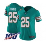 Women's Miami Dolphins #25 Xavien Howard Aqua Green Alternate Vapor Untouchable Limited Player 100th Season Football Jersey