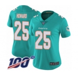 Women's Miami Dolphins #25 Xavien Howard Aqua Green Team Color Vapor Untouchable Limited Player 100th Season Football Jersey
