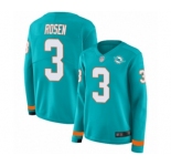 Women's Miami Dolphins #3 Josh Rosen Limited Aqua Therma Long Sleeve Football Jersey