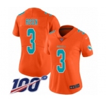 Women's Miami Dolphins #3 Josh Rosen Limited Orange Inverted Legend 100th Season Football Jersey