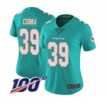 Women's Miami Dolphins #39 Larry Csonka Aqua Green Team Color Vapor Untouchable Limited Player 100th Season Football Jersey