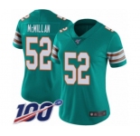 Women's Miami Dolphins #52 Raekwon McMillan Aqua Green Alternate Vapor Untouchable Limited Player 100th Season Football Jersey