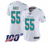 Women's Miami Dolphins #55 Jerome Baker White Vapor Untouchable Limited Player 100th Season Football Jersey
