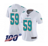 Women's Miami Dolphins #59 Chase Allen White Vapor Untouchable Limited Player 100th Season Football Jersey