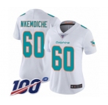 Women's Miami Dolphins #60 Robert Nkemdiche White Vapor Untouchable Limited Player 100th Season Football Jersey