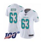 Women's Miami Dolphins #63 Michael Deiter White Vapor Untouchable Limited Player 100th Season Football Jersey