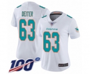 Women's Miami Dolphins #63 Michael Deiter White Vapor Untouchable Limited Player 100th Season Football Jersey