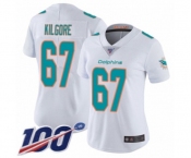 Women's Miami Dolphins #67 Daniel Kilgore White Vapor Untouchable Limited Player 100th Season Football Jersey
