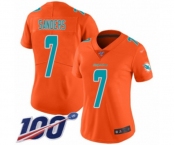 Women's Miami Dolphins #7 Jason Sanders Limited Orange Inverted Legend 100th Season Football Jersey