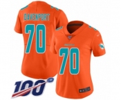 Women's Miami Dolphins #70 Julie'n Davenport Limited Orange Inverted Legend 100th Season Football Jersey