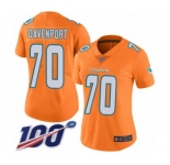 Women's Miami Dolphins #70 Julie'n Davenport Limited Orange Rush Vapor Untouchable 100th Season Football Jersey