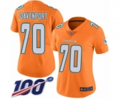 Women's Miami Dolphins #70 Julie'n Davenport Limited Orange Rush Vapor Untouchable 100th Season Football Jersey