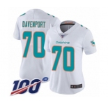 Women's Miami Dolphins #70 Julie'n Davenport White Vapor Untouchable Limited Player 100th Season Football Jersey
