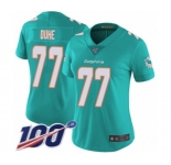 Women's Miami Dolphins #77 Adam Joseph Duhe Aqua Green Team Color Vapor Untouchable Limited Player 100th Season Football Jersey