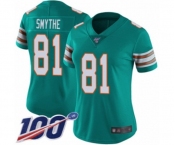 Women's Miami Dolphins #81 Durham Smythe Aqua Green Alternate Vapor Untouchable Limited Player 100th Season Football Jersey