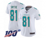 Women's Miami Dolphins #81 Durham Smythe White Vapor Untouchable Limited Player 100th Season Football Jersey