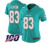 Women's Miami Dolphins #83 Mark Clayton Aqua Green Team Color Vapor Untouchable Limited Player 100th Season Football Jersey