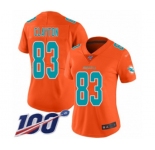 Women's Miami Dolphins #83 Mark Clayton Limited Orange Inverted Legend 100th Season Football Jersey