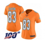 Women's Miami Dolphins #83 Mark Clayton Limited Orange Rush Vapor Untouchable 100th Season Football Jersey