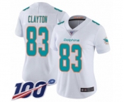 Women's Miami Dolphins #83 Mark Clayton White Vapor Untouchable Limited Player 100th Season Football Jersey