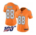 Women's Miami Dolphins #88 Mike Gesicki Limited Orange Rush Vapor Untouchable 100th Season Football Jersey