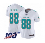 Women's Miami Dolphins #88 Mike Gesicki White Vapor Untouchable Limited Player 100th Season Football Jersey