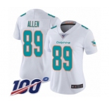 Women's Miami Dolphins #89 Dwayne Allen White Vapor Untouchable Limited Player 100th Season Football Jersey