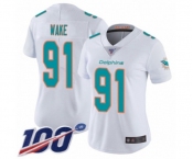 Women's Miami Dolphins #91 Cameron Wake White Vapor Untouchable Limited Player 100th Season Football Jersey