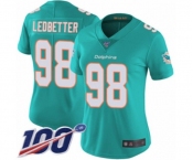 Women's Miami Dolphins #98 Jonathan Ledbetter Aqua Green Team Color Vapor Untouchable Limited Player 100th Season Football Jersey