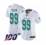 Women's Miami Dolphins #99 Jason Taylor White Vapor Untouchable Limited Player 100th Season Football Jersey