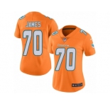 Women's Nike Miami Dolphins #70 Ja'Wuan James Limited Orange Rush NFL Jersey