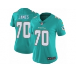 Women's Nike Miami Dolphins #70 Ja'Wuan James Vapor Untouchable Limited Aqua Green Team Color NFL Jersey