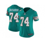 Women's Nike Miami Dolphins #74 Jermon Bushrod Vapor Untouchable Limited Aqua Green Alternate NFL Jersey