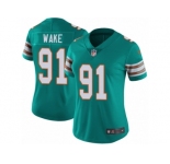 Women's Nike Miami Dolphins #91 Cameron Wake Vapor Untouchable Limited Aqua Green Alternate NFL Jersey
