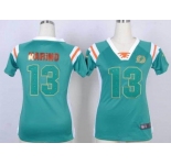 nike women nfl jerseys miami dolphins #13 marino green[fashion Rhinestone sequins]