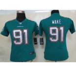 nike women nfl jerseys miami dolphins #91 wake green[new nike limited]