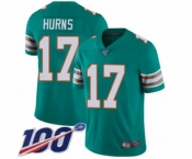 Youth Miami Dolphins #17 Allen Hurns Aqua Green Alternate Vapor Untouchable Limited Player 100th Season Football Jersey