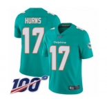 Youth Miami Dolphins #17 Allen Hurns Aqua Green Team Color Vapor Untouchable Limited Player 100th Season Football Jersey