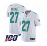 Youth Miami Dolphins #27 Kalen Ballage White Vapor Untouchable Limited Player 100th Season Football Jersey