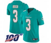 Youth Miami Dolphins #3 Josh Rosen Aqua Green Team Color Vapor Untouchable Limited Player 100th Season Football Jersey
