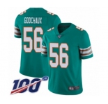 Youth Miami Dolphins #56 Davon Godchaux Aqua Green Alternate Vapor Untouchable Limited Player 100th Season Football Jersey
