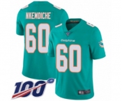 Youth Miami Dolphins #60 Robert Nkemdiche Aqua Green Team Color Vapor Untouchable Limited Player 100th Season Football Jersey