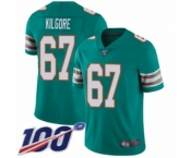 Youth Miami Dolphins #67 Daniel Kilgore Aqua Green Alternate Vapor Untouchable Limited Player 100th Season Football Jersey