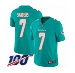 Youth Miami Dolphins #7 Jason Sanders Aqua Green Team Color Vapor Untouchable Limited Player 100th Season Football Jersey