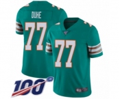Youth Miami Dolphins #77 Adam Joseph Duhe Aqua Green Alternate Vapor Untouchable Limited Player 100th Season Football Jerse