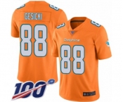 Youth Miami Dolphins #88 Mike Gesicki Limited Orange Rush Vapor Untouchable 100th Season Football Jersey