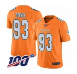 Youth Miami Dolphins #93 Akeem Spence Limited Orange Rush Vapor Untouchable 100th Season Football Jersey